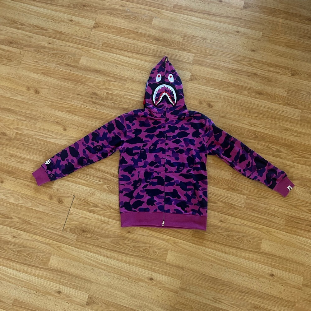 Bape Purple and Pink Camo Shark Hoodie Full Zip Size Size Large - Picture 4 of 12
